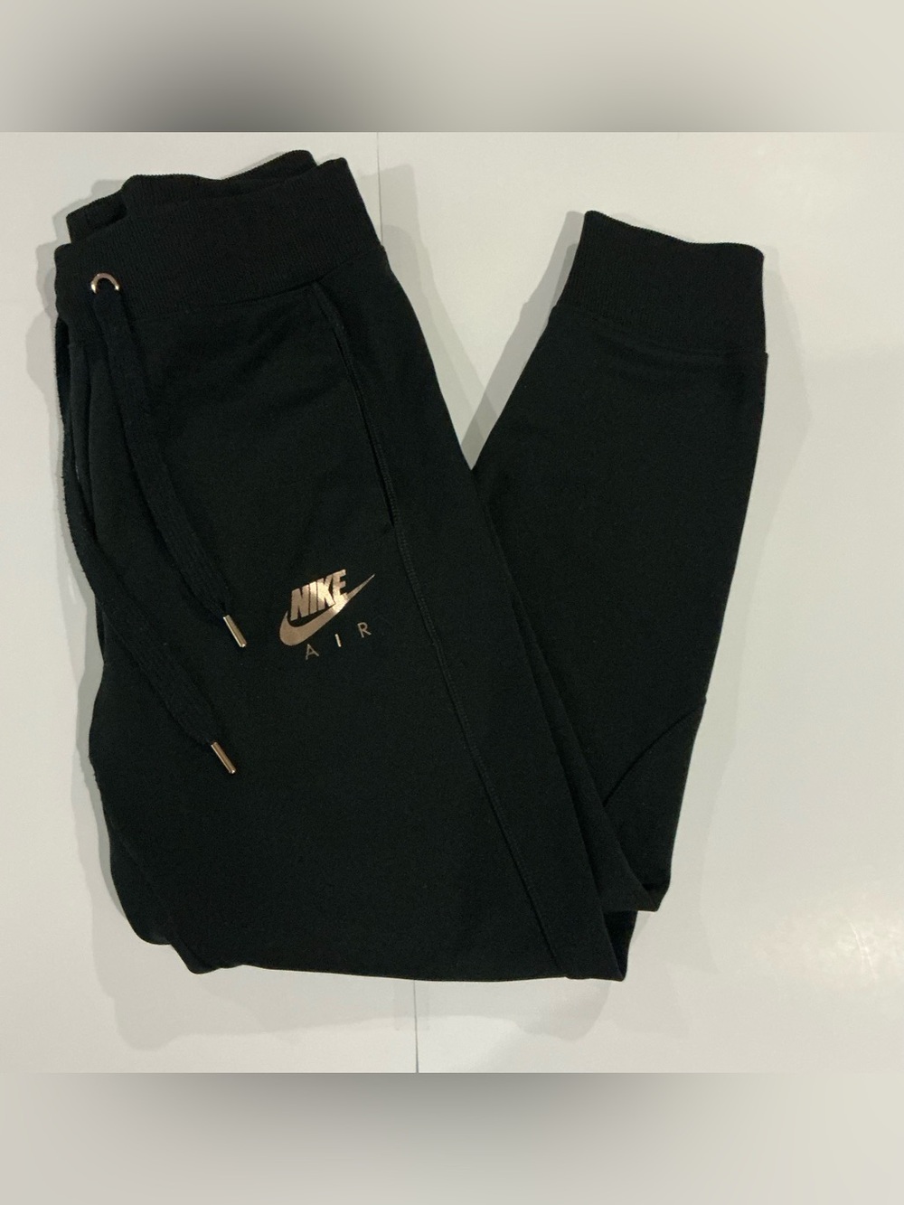Nike Black Jogger Pants with Metallic Gold Logo